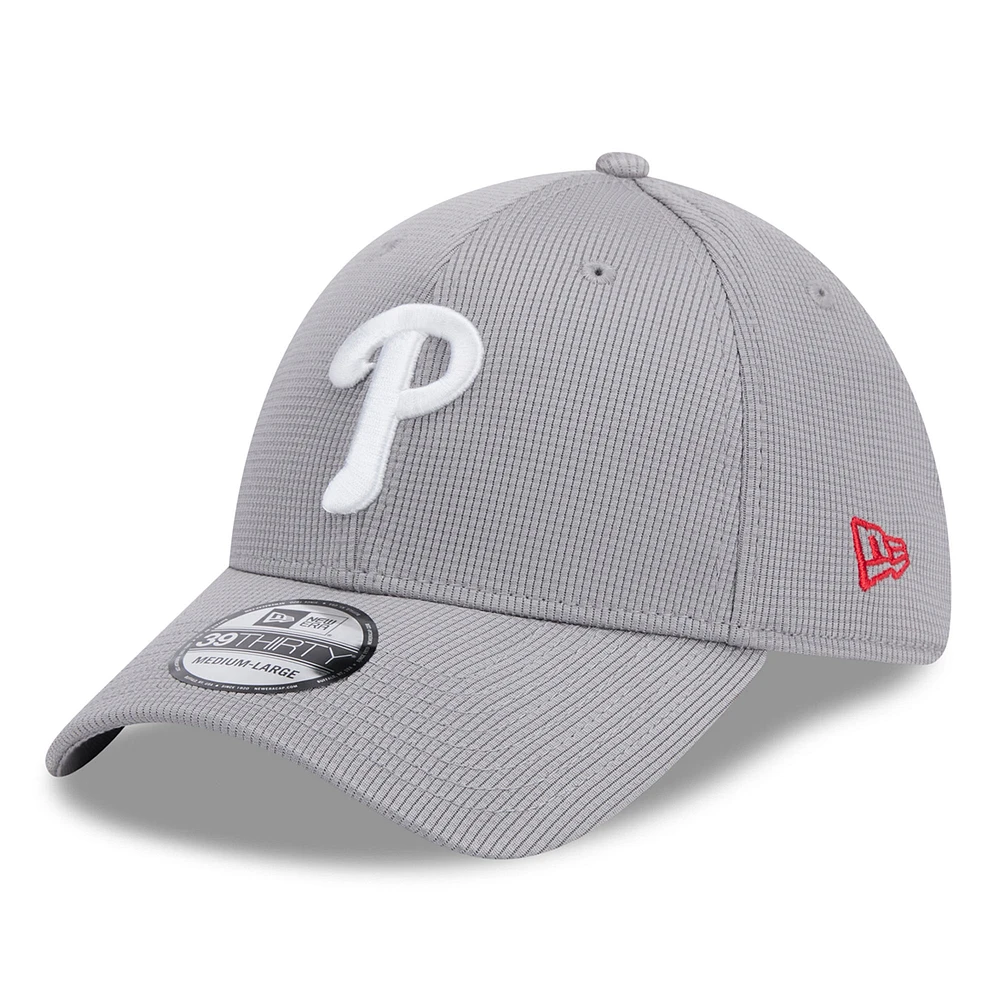Men's New Era Gray Philadelphia Phillies Active Pivot 39THIRTY Flex Hat