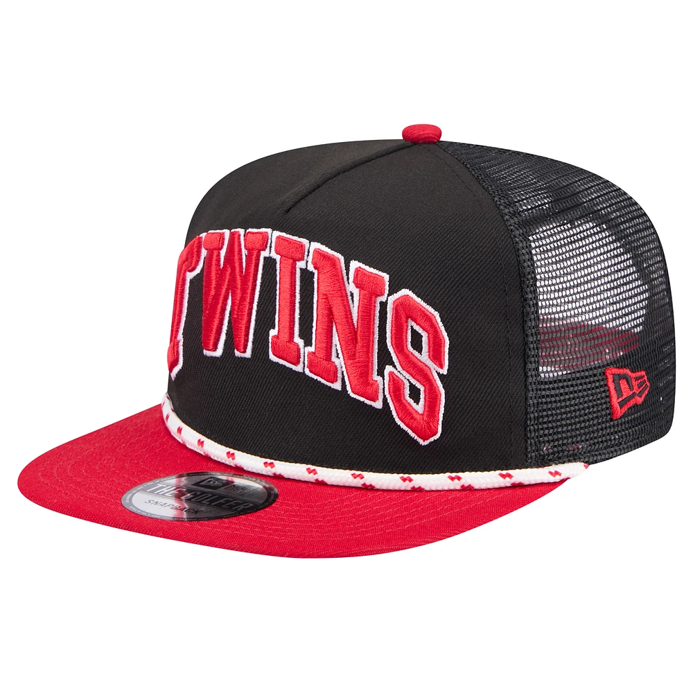 Men's New Era Black Minnesota Twins Throwback Meshback Golfer Hat