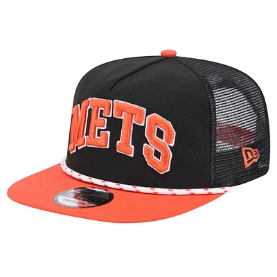 Men's New Era Black New York Mets Throwback Meshback Golfer Hat