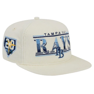 Men's New Era Cream Tampa Bay Rays Throwback Bar Golfer Corduroy Snapback Hat