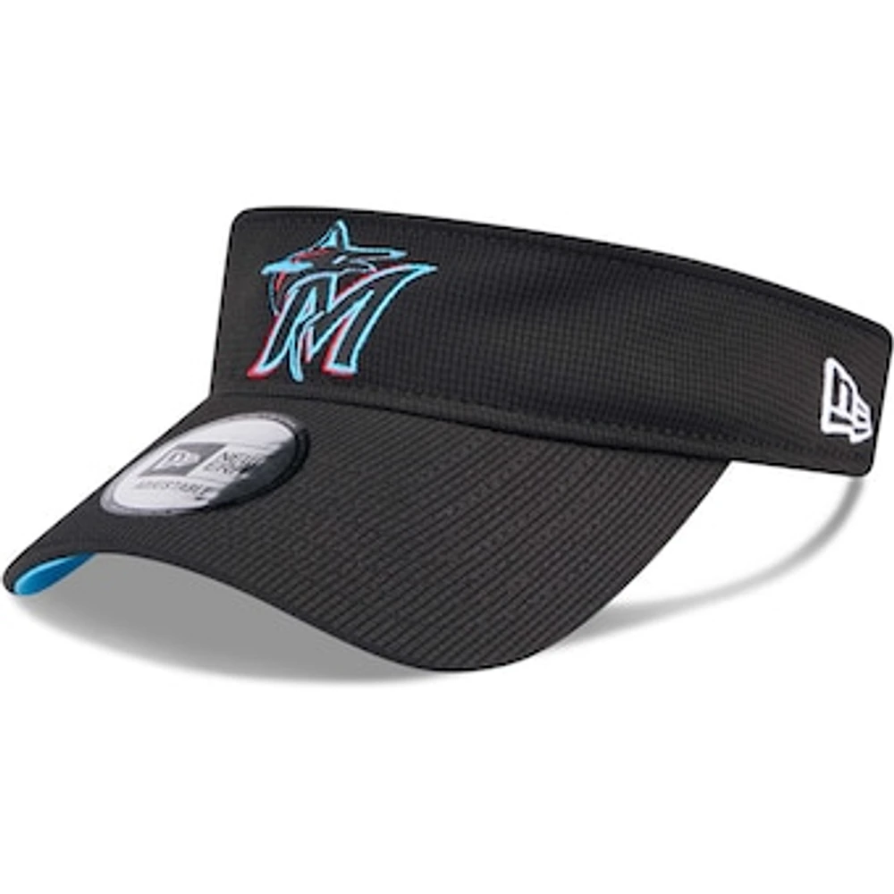 Men's New Era Black Miami Marlins Gameday Team Adjustable Visor