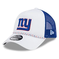 Men's New Era White/Royal New York Giants Court Sport Foam Front A-Frame 9FORTY Adjustable Trucker Hat