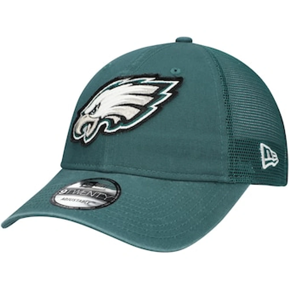 Men's New Era Green Philadelphia Eagles Game Day 9TWENTY Adjustable Trucker Hat