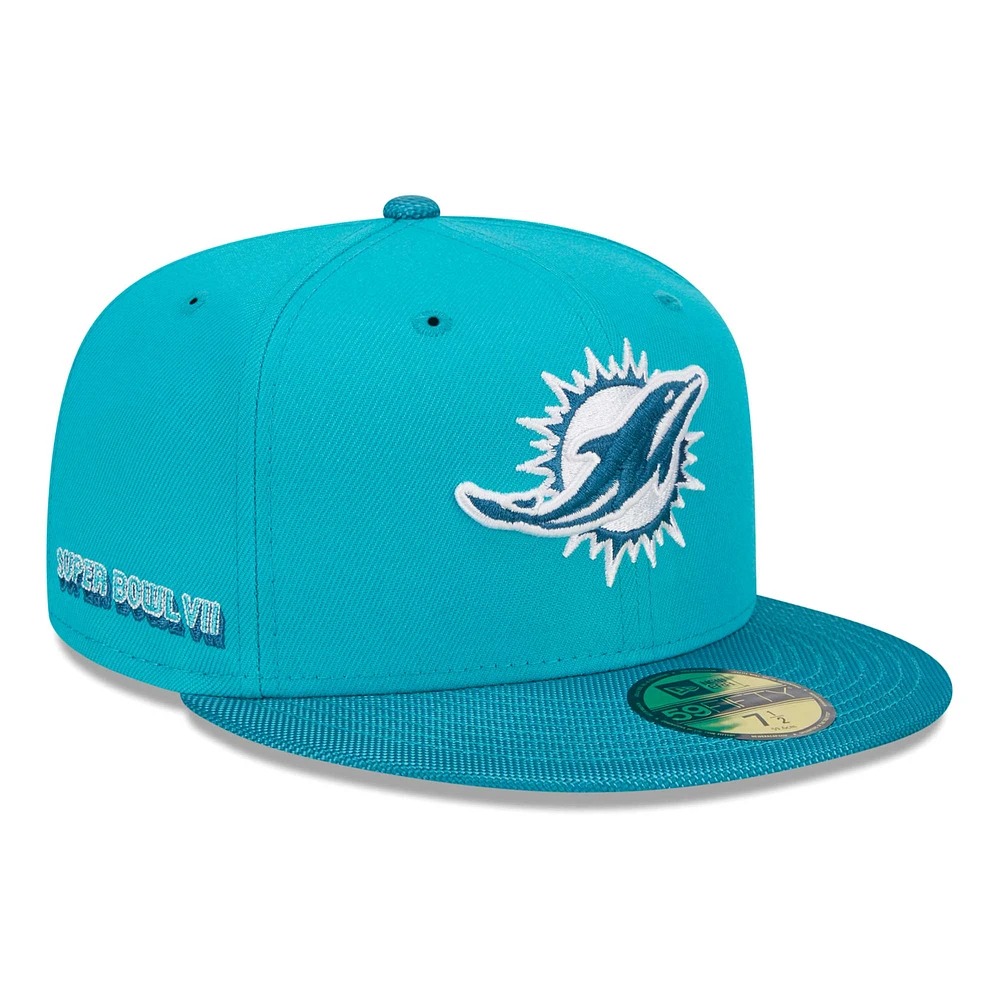 Men's New Era Aqua Miami Dolphins Active Ballistic 59FIFTY Fitted Hat