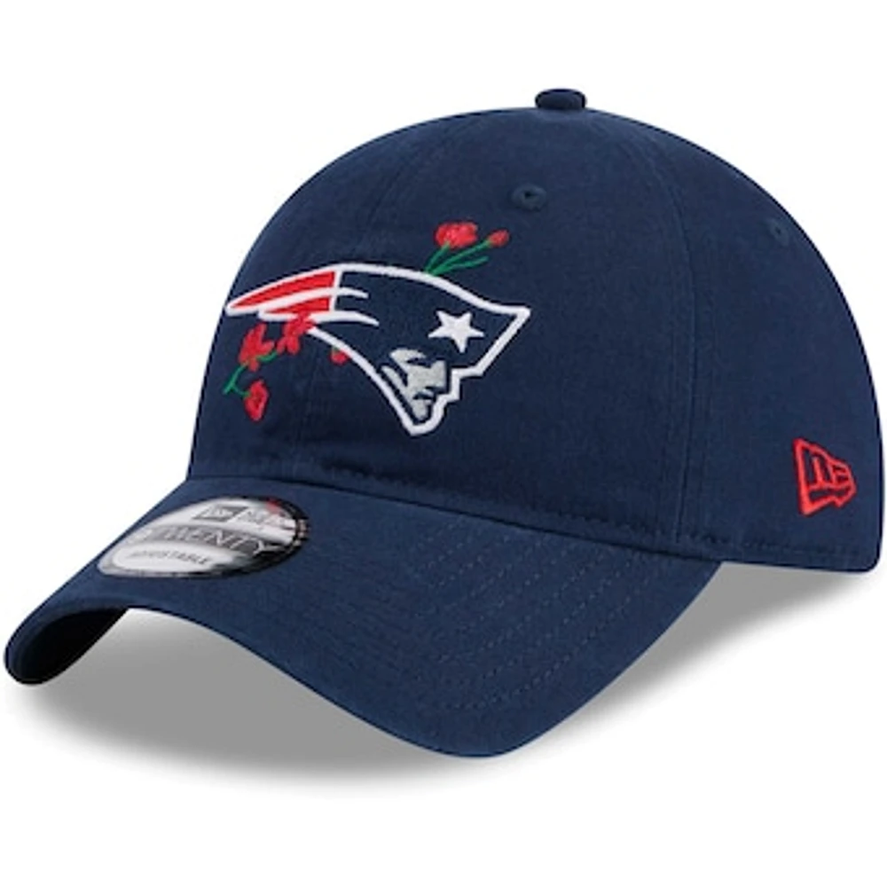 Women's New Era Navy New England Patriots Game Day Flower 9TWENTY Adjustable Hat