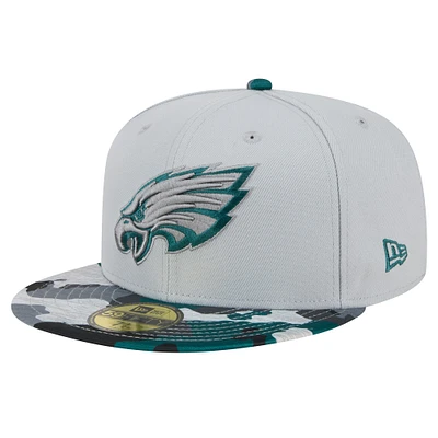 Men's New Era Gray Philadelphia Eagles Active Camo 59FIFTY Fitted Hat