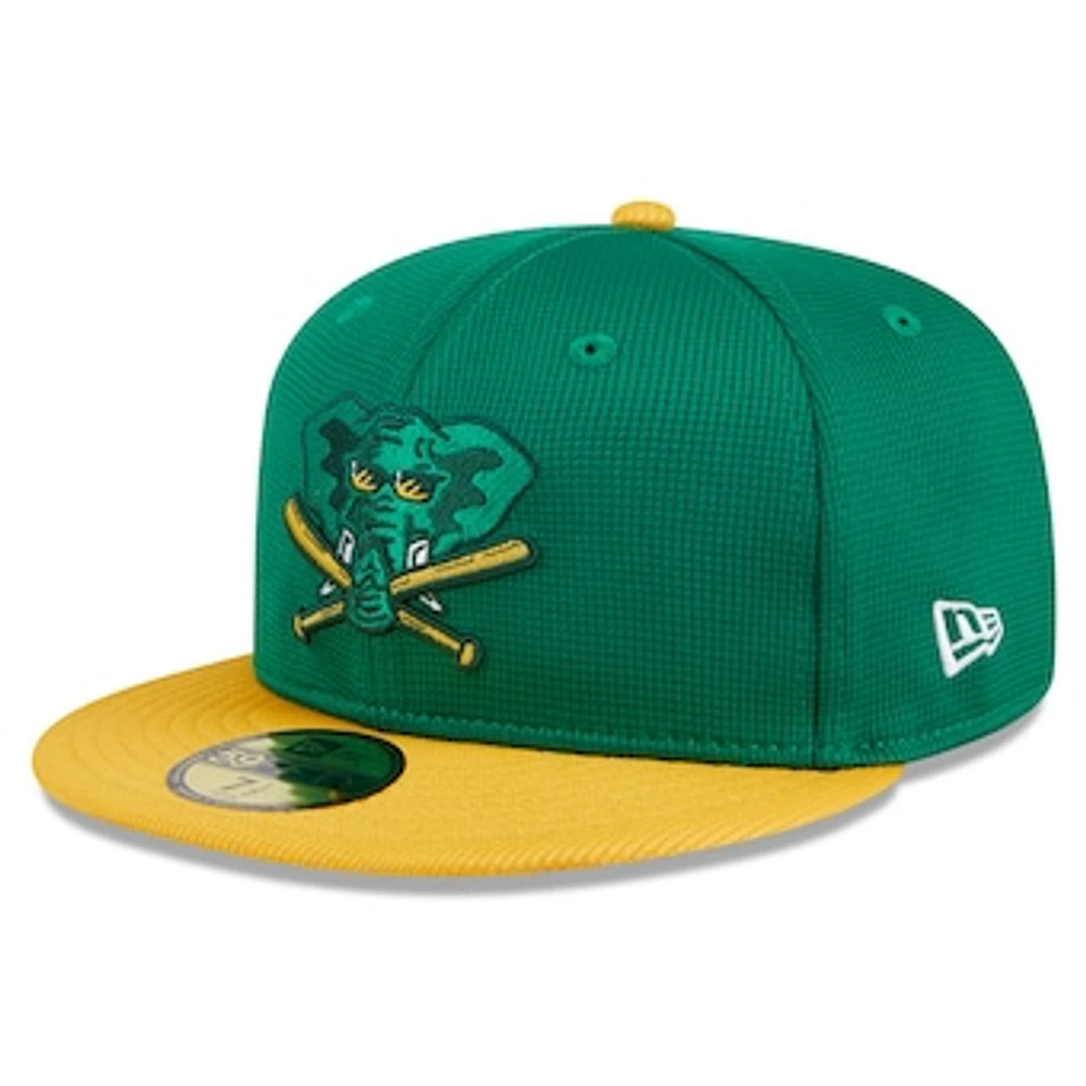 Youth New Era Kelly Green Athletics 2024 Batting Practice 59FIFTY Fitted Hat