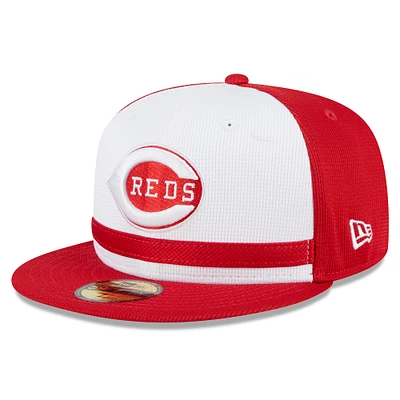 Men's New Era  White Cincinnati Reds 2024 Batting Practice 59FIFTY Fitted Hat