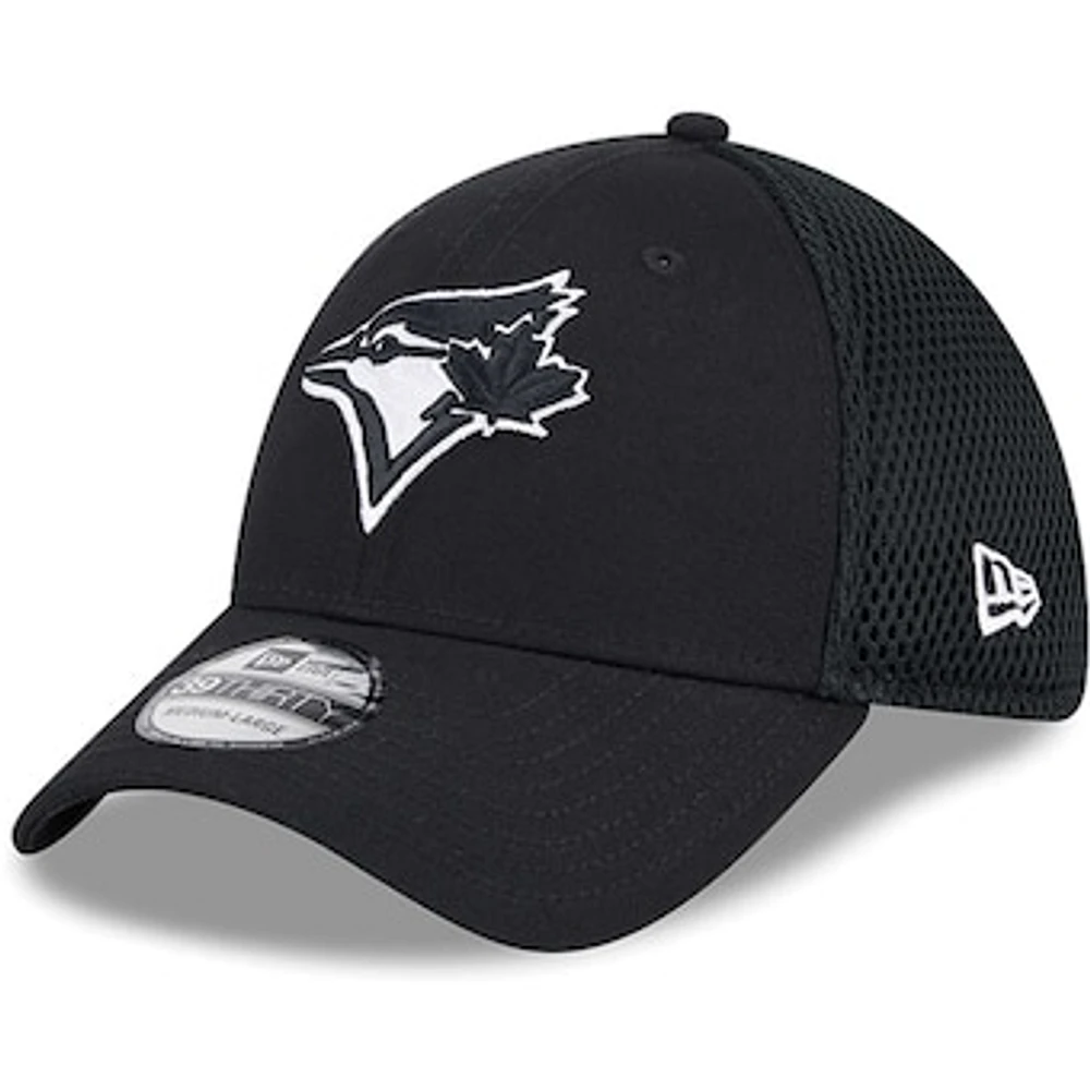 Men's New Era Toronto Blue Jays Evergreen Black & White Neo 39THIRTY Flex Hat