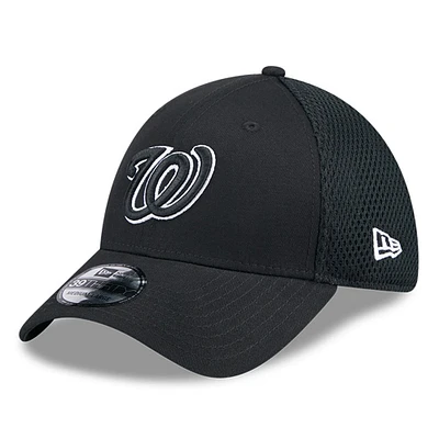 Men's New Era Washington Nationals Evergreen Black & White Neo 39THIRTY Flex Hat