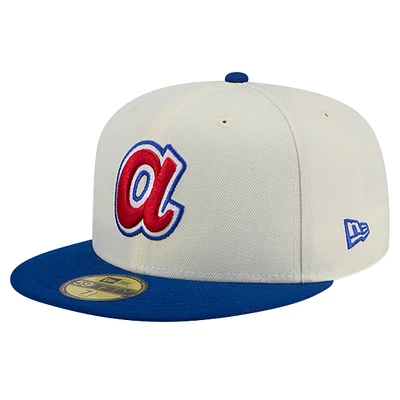 Men's New Era Cream Atlanta Braves Cooperstown Collection Chrome 59FIFTY Fitted Hat