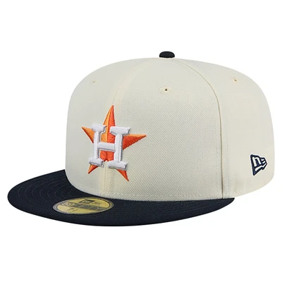 Men's New Era Cream Houston Astros Evergreen Chrome 59FIFTY Fitted Hat