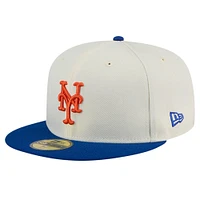 Men's New Era Cream New York Mets Evergreen Chrome 59FIFTY Fitted Hat