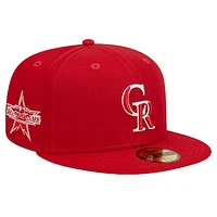 Men's New Era Red Colorado Rockies Logo 59FIFTY Fitted Hat