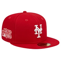 Men's New Era Red New York Mets Logo 59FIFTY Fitted Hat