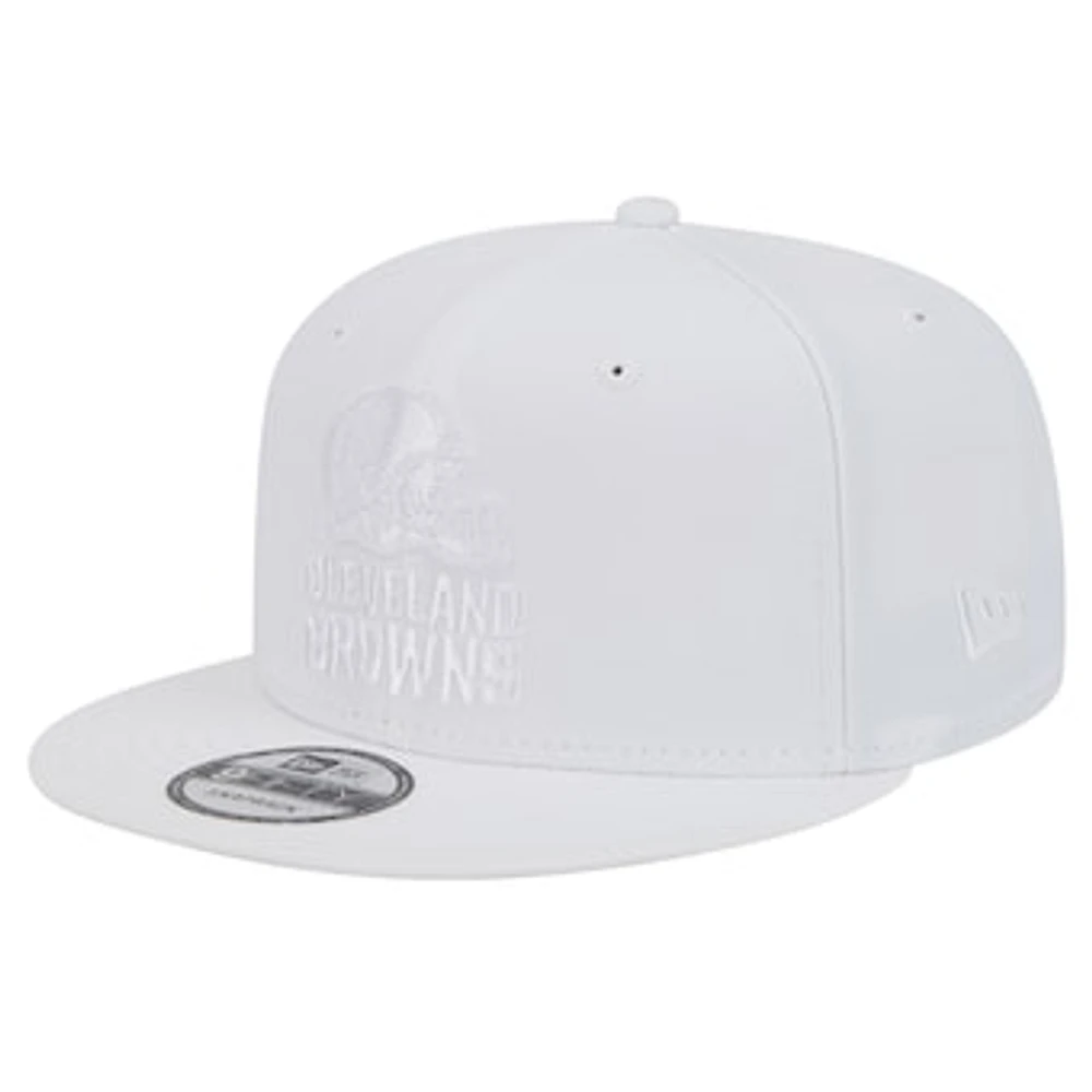 Men's New Era Cleveland Browns Main White on White 9FIFTY Snapback Hat