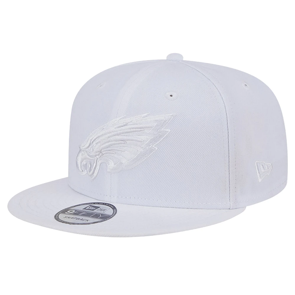 Men's New Era Philadelphia Eagles Main White on White 9FIFTY Snapback Hat