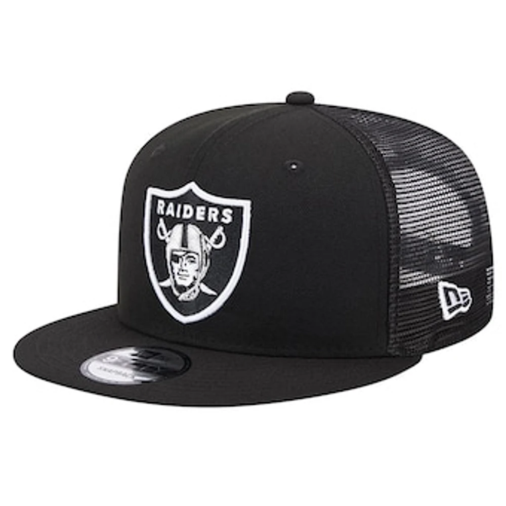 Men's New Era Black Las Vegas Raiders Main Trucker 9FIFTY Snapback Hat