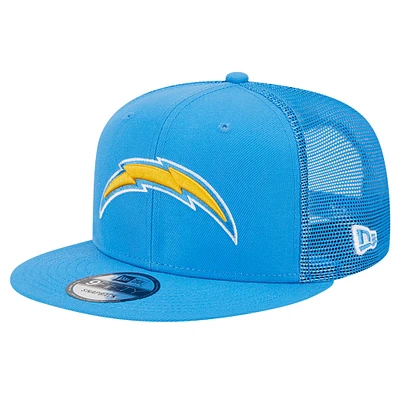 Men's New Era Powder Blue Los Angeles Chargers Main Trucker 9FIFTY Snapback Hat