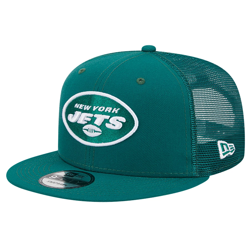 Men's New Era Green New York Jets Main Trucker 9FIFTY Snapback Hat