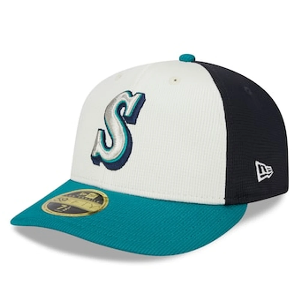 Men's New Era  Cream Seattle Mariners 2024 Batting Practice Low Profile 59FIFTY Fitted Hat