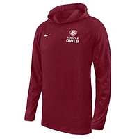Men's Nike Cherry Temple Owls Performance Long Sleeve Hoodie T-Shirt