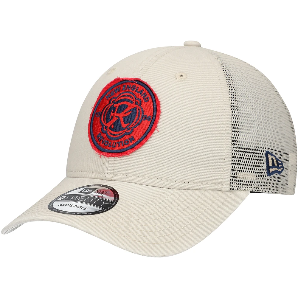 Men's New Era Tan New England Revolution Game Day 9TWENTY Adjustable Trucker Hat