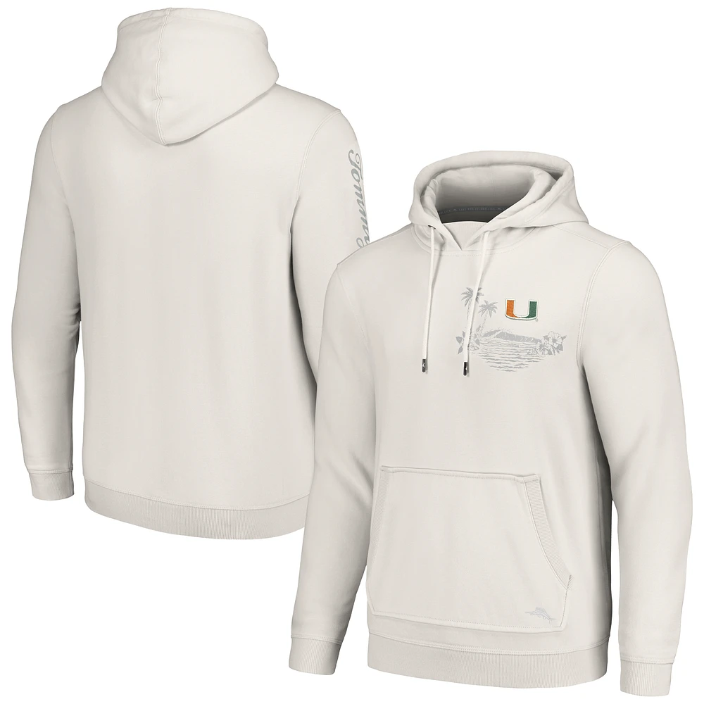 Men's Tommy Bahama White Miami Hurricanes Home Game Pullover Hoodie