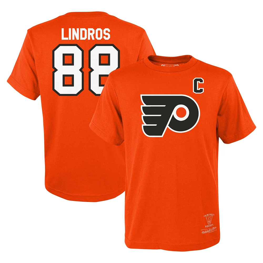 Youth Mitchell & Ness Eric Lindros Orange Philadelphia Flyers Name Number T-Shirt