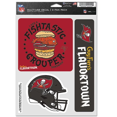 WinCraft Tampa Bay Buccaneers NFL x Guy Fieri’s Flavortown 5.5'' x 7.75'' Three-Pack Fan Decal Set