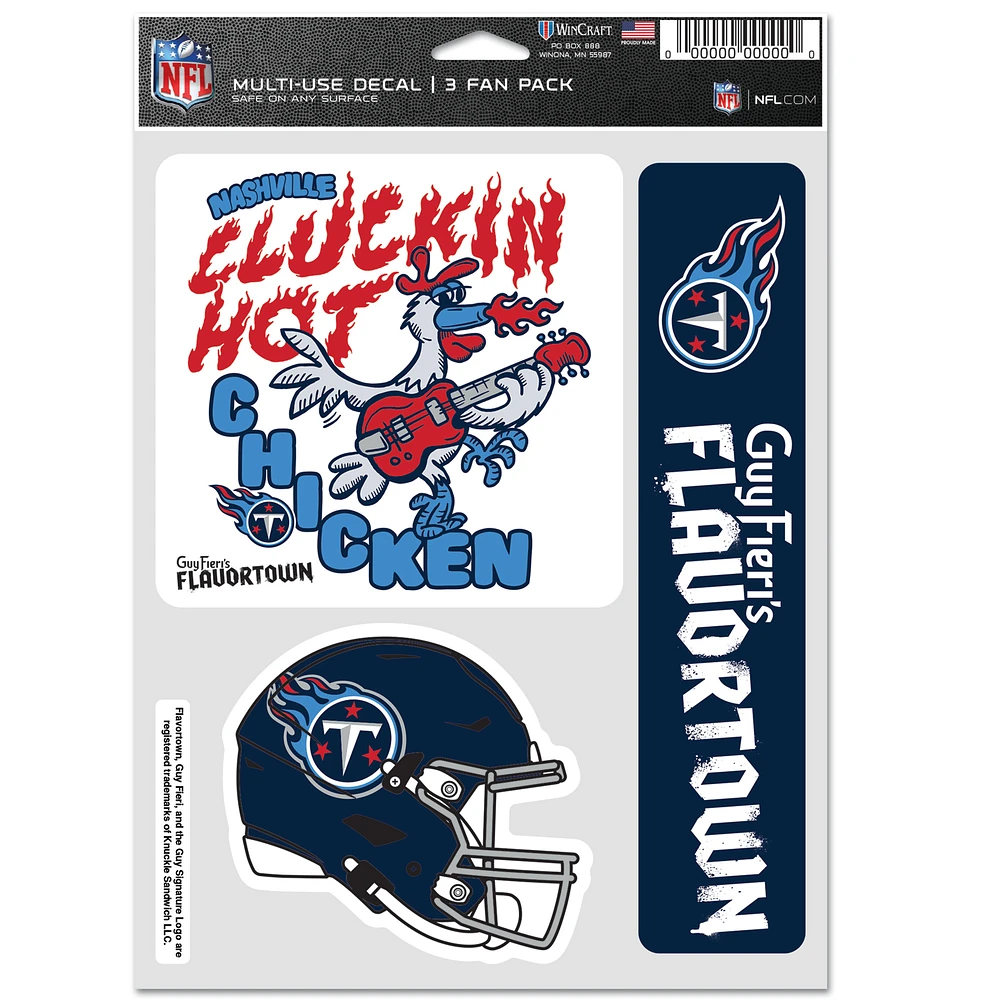 WinCraft Tennessee Titans NFL x Guy Fieri’s Flavortown 5.5'' x 7.75'' Three-Pack Fan Decal Set