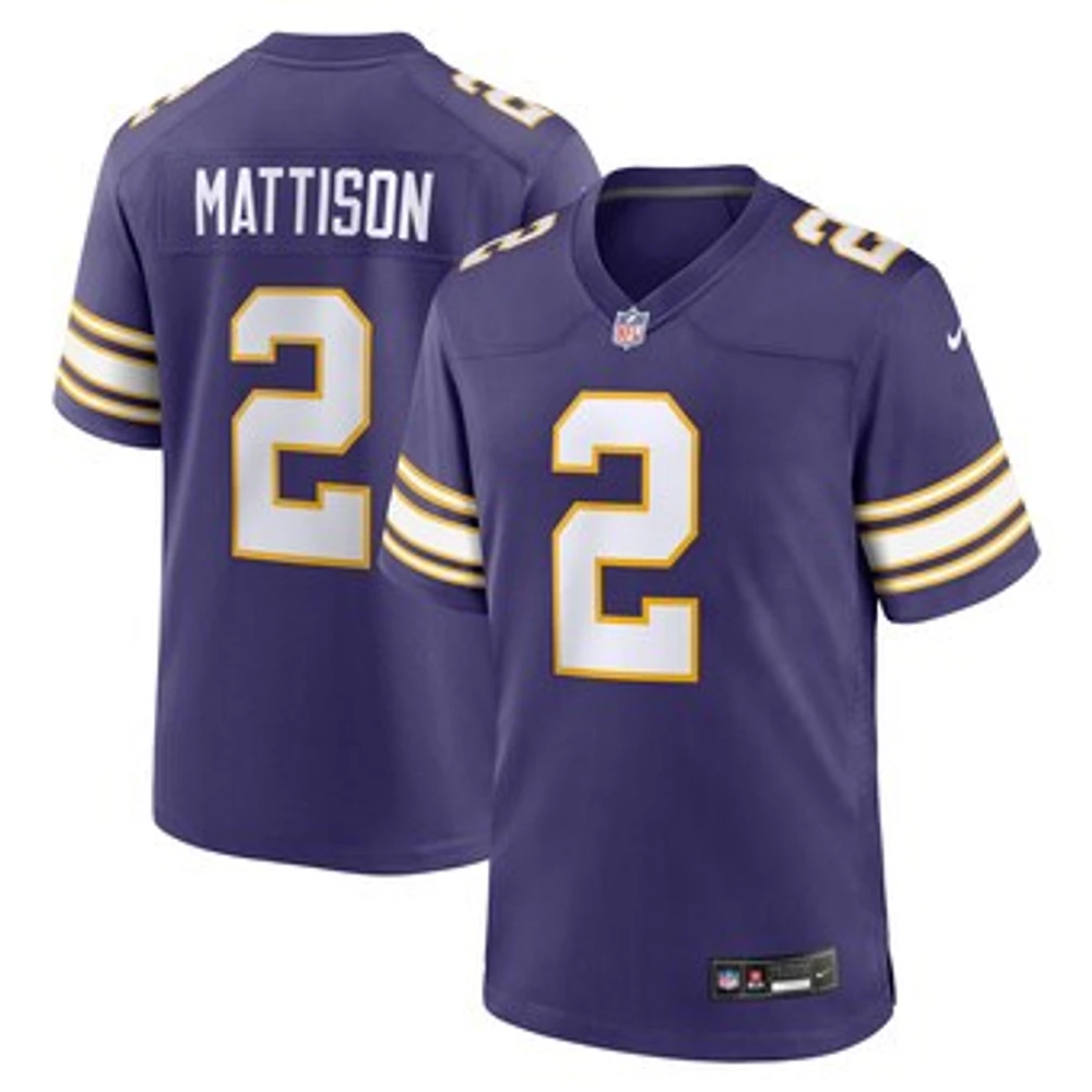 Men's Nike Alexander Mattison Purple Minnesota Vikings Classic Player Game Jersey