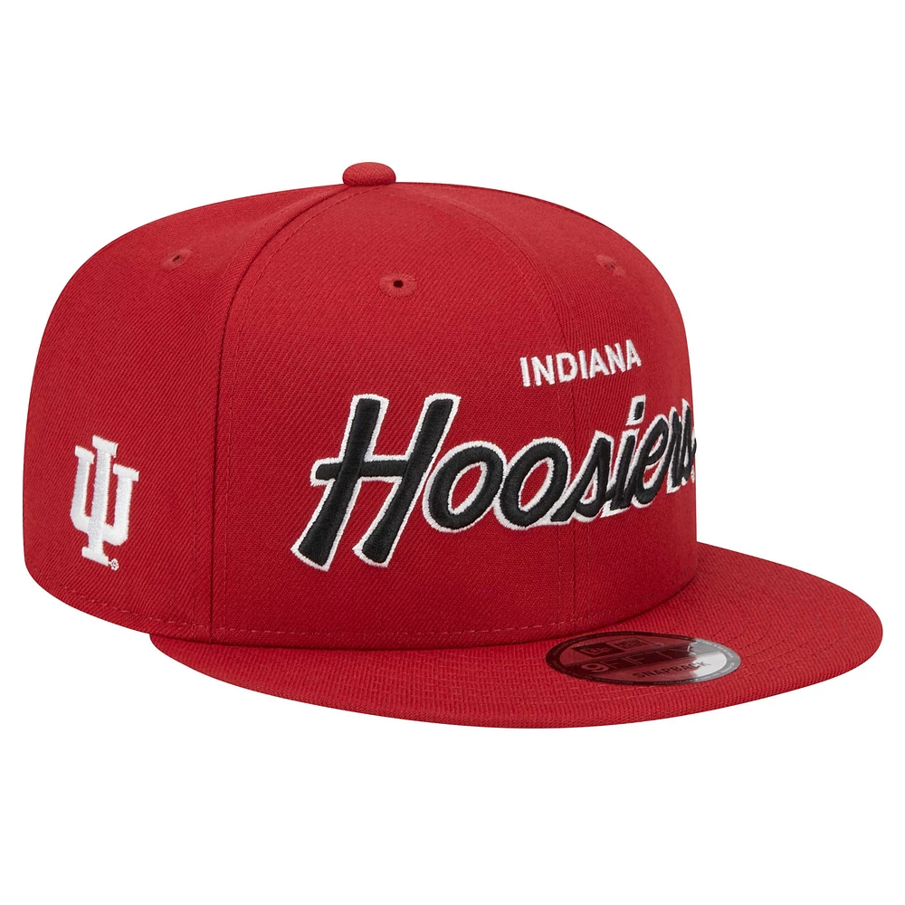 Men's New Era Crimson Indiana Hoosiers Team Script 9FIFTY Snapback Hat