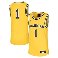 Youth Jordan Brand #1 Maize Michigan Wolverines Team Replica Basketball Jersey