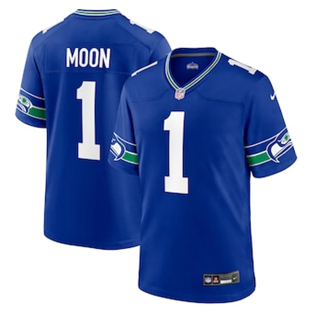 Men's Nike Warren Moon Royal Seattle Seahawks Throwback Retired Player Game Jersey