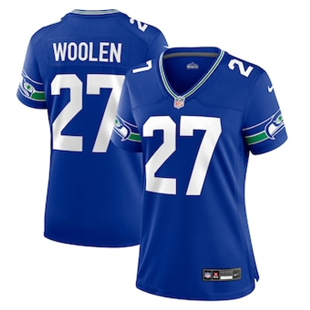 Women's Nike Tariq Woolen Royal Seattle Seahawks Throwback Player Game Jersey