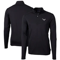 Men's Cutter & Buck Black Philadelphia Eagles Virtue Eco Pique Recycled Quarter-Zip Pullover