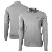 Men's Cutter & Buck Silver Philadelphia Eagles Virtue Eco Pique Recycled Quarter-Zip Pullover