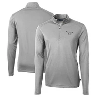 Men's Cutter & Buck Silver Philadelphia Eagles Virtue Eco Pique Recycled Quarter-Zip Pullover