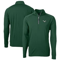 Men's Cutter & Buck Hunter Green Philadelphia Eagles Eco Knit Stretch Recycled Quarter-Zip Pullover
