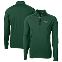 Men's Cutter & Buck Hunter Green Philadelphia Eagles Eco Knit Stretch Recycled Quarter-Zip Pullover