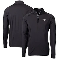 Men's Cutter & Buck Black Philadelphia Eagles Eco Knit Stretch Recycled Quarter-Zip Pullover