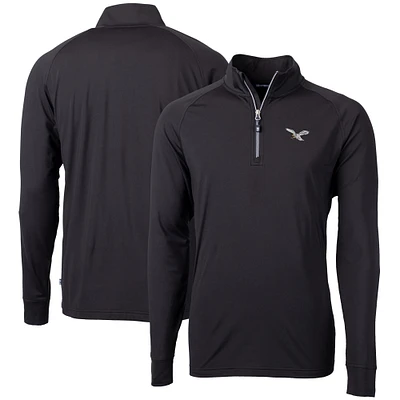 Men's Cutter & Buck Black Philadelphia Eagles Eco Knit Stretch Recycled Quarter-Zip Pullover