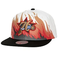 Men's Mitchell & Ness White Philadelphia 76ers Hot Fire Snapback Hat