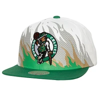 Men's Mitchell & Ness White Boston Celtics Hot Fire Snapback Hat