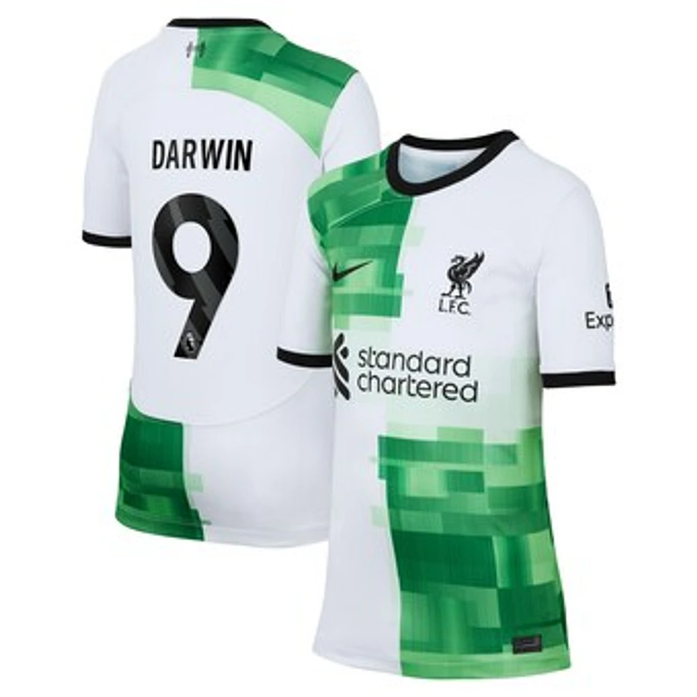 Youth Nike Darwin Núñez White Liverpool 2023/24 Away Replica Jersey