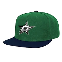 Men's Mitchell & Ness Kelly Green Dallas Stars Core Team Ground 2.0 Snapback Hat