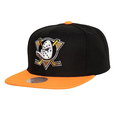 Men's Mitchell & Ness Black Anaheim Ducks Core Team Ground 2.0 Snapback Hat