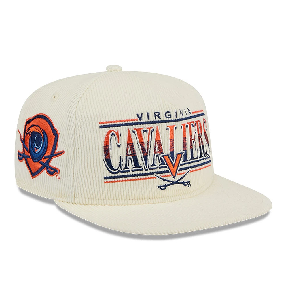 Men's New Era White Virginia Cavaliers Throwback Golfer Corduroy Snapback Hat