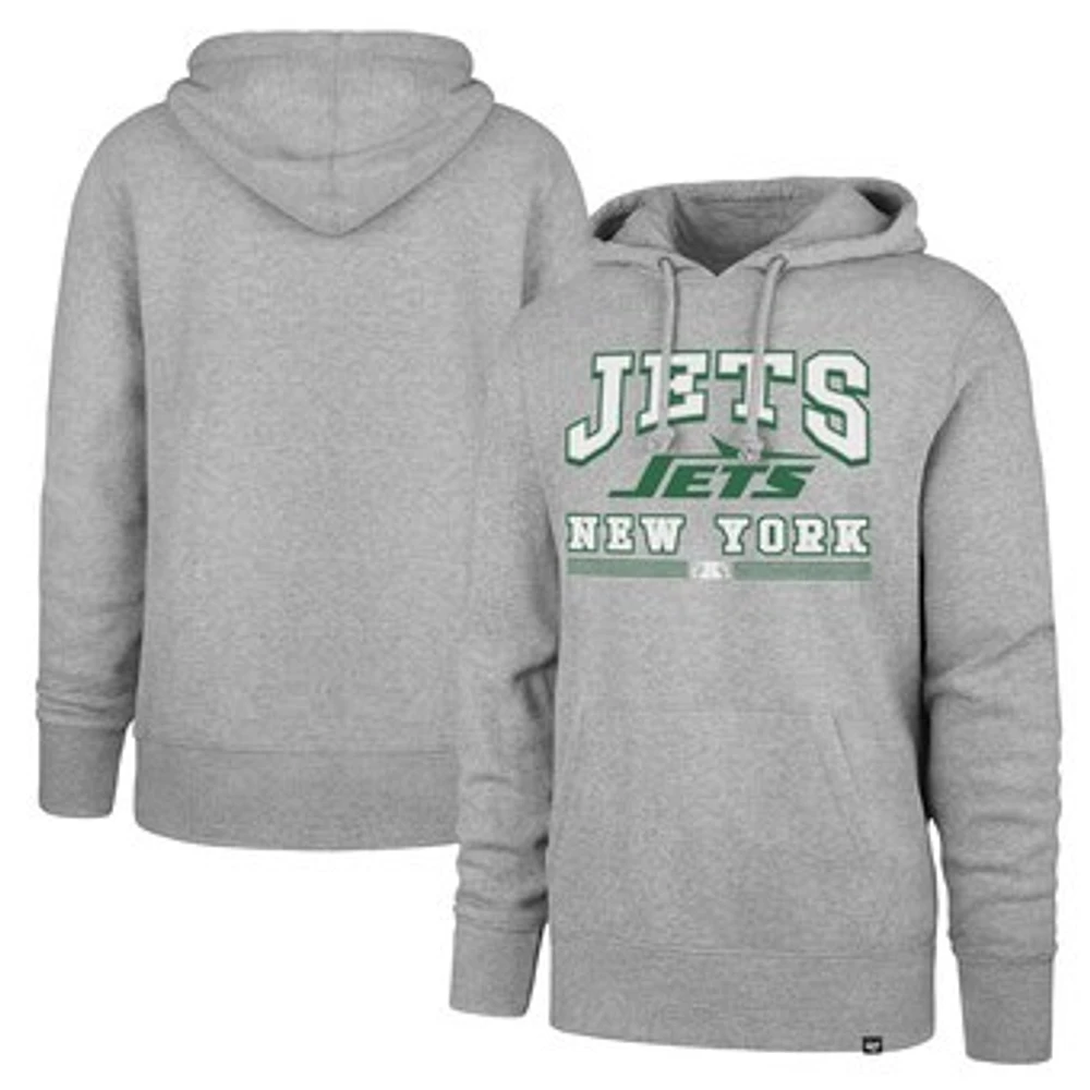 Men's '47  Gray New York Jets Legacy Packed House Headline Pullover Hoodie